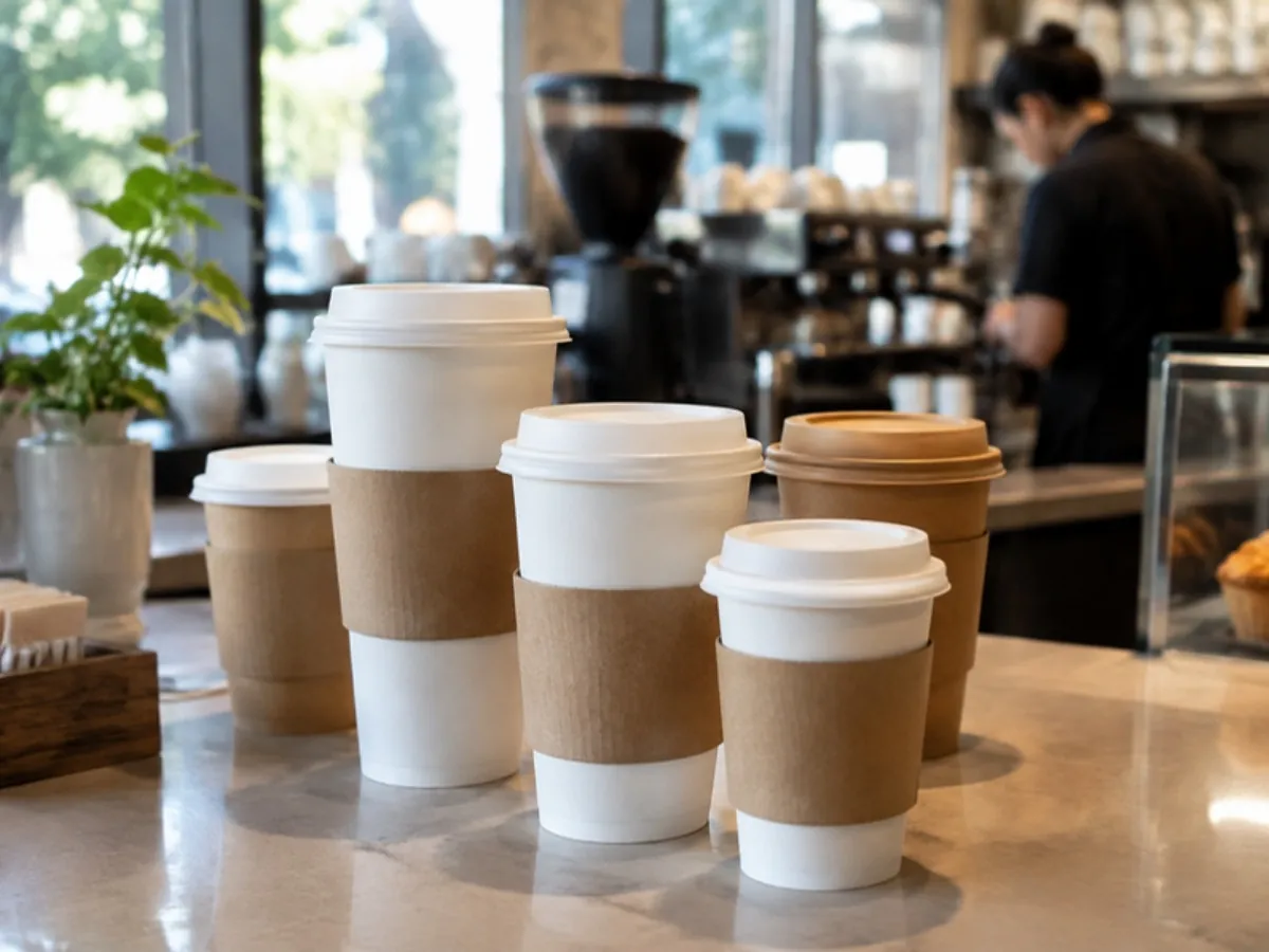 Custom Cup Sleeves in use